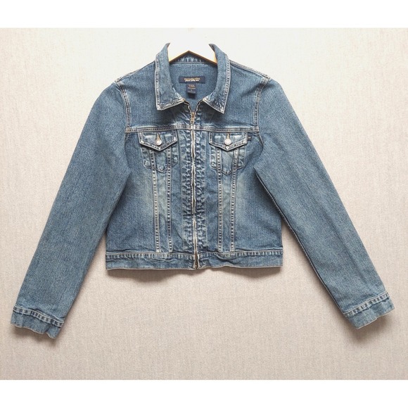 Abercrombie & Fitch Jackets & Blazers - Abercrombie & Fitch Women L Denim Jacket Medium Wash Full Zip Trucker Streetwear